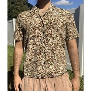 Vintage 90s Pattern Animal Print Club Button Down Unisex Claudia Richard Medium